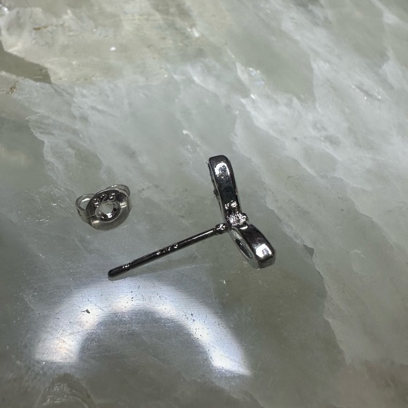 925 blue topaz Silver Butterfly Stud Earrings - Picture 3 of 7